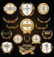 Luxe premium gouden insignes en labels vector