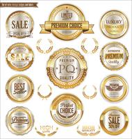 Luxe premium gouden insignes en labels vector