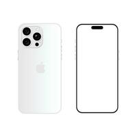 iphone 15 pro model. wit titanium kleur. voorkant visie en terug visie. vector model. vector illustratie