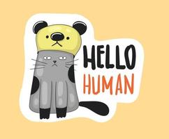 kleurrijke hand getekend grappige katten stickers collectie vector