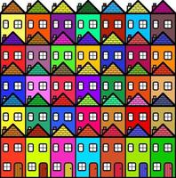kleurrijke dorpsgemeenschap van woonhuizen vector