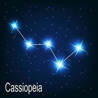 het sterrenbeeld cassiopeia ster aan de nachtelijke hemel. vector