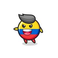 Colombia vlag badge cartoon met zeer opgewonden pose vector