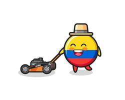 illustratie van het karakter van het embleem van de vlag van Colombia met grasmaaier vector