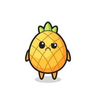 de mascotte van de ananas met een sceptisch gezicht vector