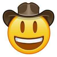 cowboy hoed gezicht groot grootte van geel emoji glimlach vector