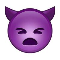 boos gezicht met hoorns groot grootte van geel emoji glimlach vector