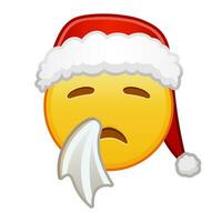 Kerstmis niezen gezicht groot grootte van geel emoji glimlach vector