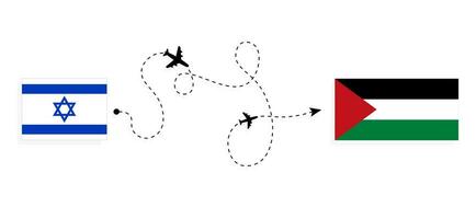 vlucht en reizen van Israël naar Palestina door passagier vliegtuig reizen concept vector