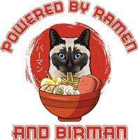 ramen sushi Birman kat vector illustraties voor grafisch ontwerp, t-shirt afdrukken, affiches, en mokken.