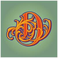 tijdloos elegantie wijnoogst belettering d monogram logo floreren vector illustraties voor uw werk logo, handelswaar t-shirt, stickers en etiket ontwerpen, poster, groet kaarten reclame bedrijf