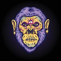 griezelig monster gorilla hoofd muerte ornament vector illustraties voor uw werk logo, handelswaar t-shirt, stickers en etiket ontwerpen, poster, groet kaarten reclame bedrijf bedrijf of merken.