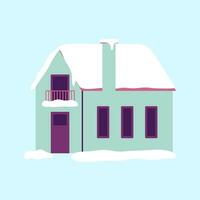 vlak illustratie van besneeuwd huis vector