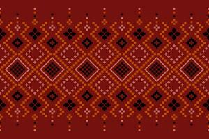 rood traditioneel etnisch patroon paisley bloem ikat achtergrond abstract aztec Afrikaanse Indonesisch Indisch naadloos patroon voor kleding stof afdrukken kleding jurk tapijt gordijnen en sarong vector