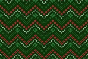 groen kruis steek traditioneel etnisch patroon paisley bloem ikat achtergrond abstract aztec Afrikaanse Indonesisch Indisch naadloos patroon voor kleding stof afdrukken kleding jurk tapijt gordijnen en sarong vector