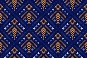 indigo marine blauw meetkundig traditioneel etnisch patroon ikat naadloos patroon grens abstract ontwerp voor kleding stof afdrukken kleding jurk tapijt gordijnen en sarong aztec Afrikaanse Indisch Indonesisch vector