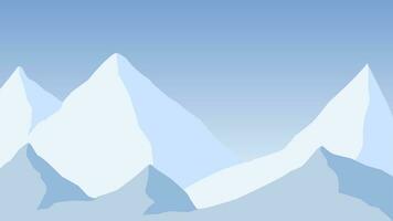 besneeuwd berg landschap vector illustratie. landschap van sneeuw gedekt berg in winter seizoen. winter berg landschap voor achtergrond, behang of landen bladzijde