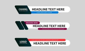 lager derde banier Sjablonen voor televisie, video en media kanalen. modern opschrift bar lay-out ontwerp vector