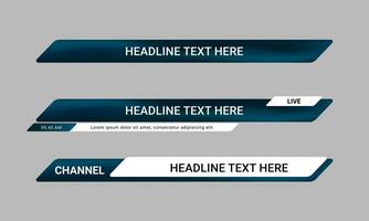 reeks van uitzending nieuws lager derde banier Sjablonen voor televisie, video en media kanalen. futuristische opschrift bar lay-out ontwerp vector