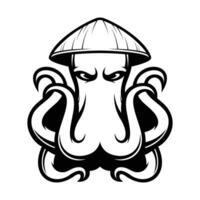 Octopus boer hoed schets vector