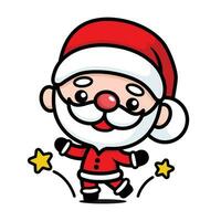 schattig en kawaii Kerstmis de kerstman claus tekenfilm karakter dansen vector