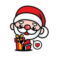 schattig en kawaii Kerstmis de kerstman claus tekenfilm karakter knuffelen Cadeau doos vector