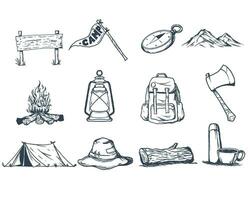 reeks van 12 camping clip art vector