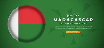 gelukkig Madagascar onafhankelijkheid dag ontwerp papier besnoeiing vormen achtergrond illustratie voor poster, banier, reclame, groet kaart vector