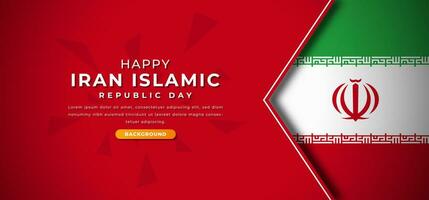 gelukkig ik rende Islamitisch republiek dag ontwerp papier besnoeiing vormen achtergrond illustratie voor poster, banier, reclame, groet kaart vector