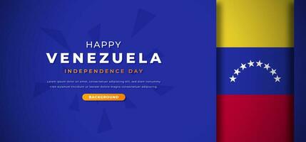 gelukkig Venezuela onafhankelijkheid dag ontwerp papier besnoeiing vormen achtergrond illustratie voor poster, banier, reclame, groet kaart vector