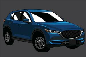 realistisch suv elegant blauw kleur, sport- suv voorkant visie blauw auto 3d vector sjabloon geïsoleerd grijs achtergrond