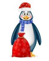 Kerstmis pinguïn nieuw jaar vakantie symbool vector illustratie geïsoleerd Aan wit achtergrond