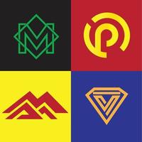 moderne schone minimalistische monogram logo letters m, p, v en mma vector