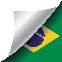 braziliaanse vlag met gekrulde hoek vector