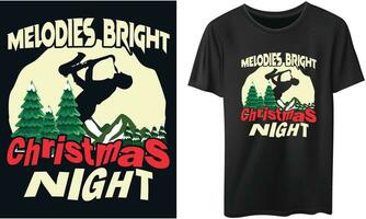 melodieën helder Kerstmis nacht saxofoon Kerstmis t-shirt ontwerp vector