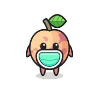 schattige pluot fruit cartoon met een masker vector