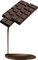 vloeistof donker chocola morsen van een chocola bar - vector