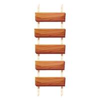 houten ladder met touw, planken hangen, trappenhuis in tekenfilm stijl geïsoleerd Aan wit achtergrond, brug, spel weg. vector illustratie