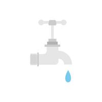 druipend water kraan vlak ontwerp vector illustratie. vector donker grijs icoon geïsoleerd Aan wit achtergrond. opslaan water aarde middelen ecologisch concept voor milieu.