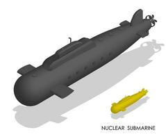 isometrische leger gevecht onderzeeër. nucleair marine. realistisch 3d vector