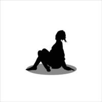 meisje zittend silhouet vector