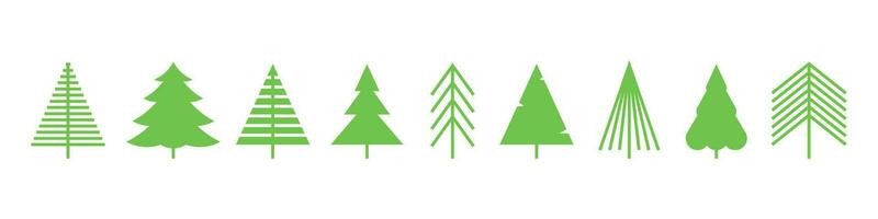 groen Kerstmis boom icoon reeks geïsoleerd Aan wit. vector illustratie symbool voor nieuw jaar en Kerstmis