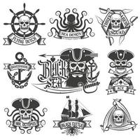 piraat tattoo-set. unieke piratenlogo's vector