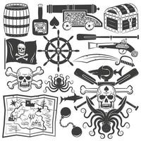 bundel objecten voor ontwerp piratenlogo vector