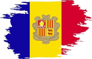 grunge vlag Andorra. geschilderd borstel hartinfarct. waterverf tekening, wijnoogst vlag Andorra. nationaal vlag Andorra met jas armen. onafhankelijkheid dag. banier, poster sjabloon. vector