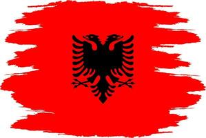 verontrust vlag albanië. Albanië vlag met grunge textuur. onafhankelijkheid dag. banier, poster sjabloon. staat vlag Albanië met jas armen. getrokken borstel vlag republiek albanië. vector