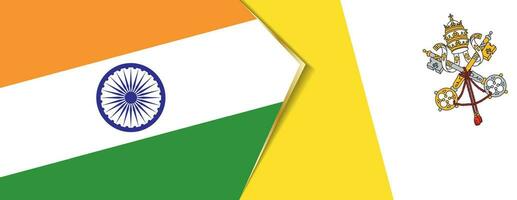 Indië en Vaticaan stad vlaggen, twee vector vlaggen.
