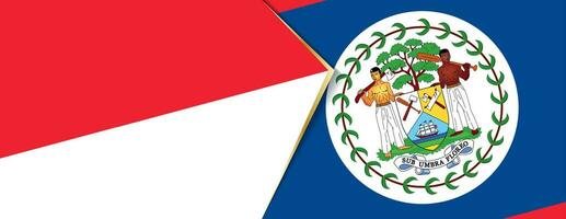 Indonesië en Belize vlaggen, twee vector vlaggen.