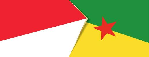 Indonesië en Frans Guyana vlaggen, twee vector vlaggen.