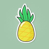 fruit ananas sticker op een pop-art achtergrond. vector